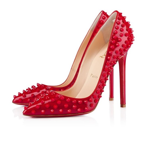 Shoes - CL insp Red Pigalle Spikes Patent Pump